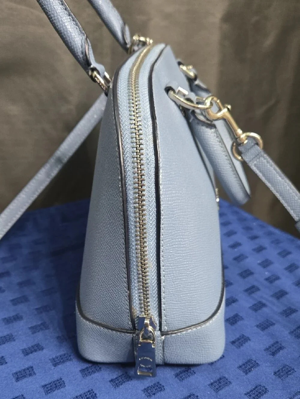 Coach Slate Blue Dome Satchel with Silver Hardware
